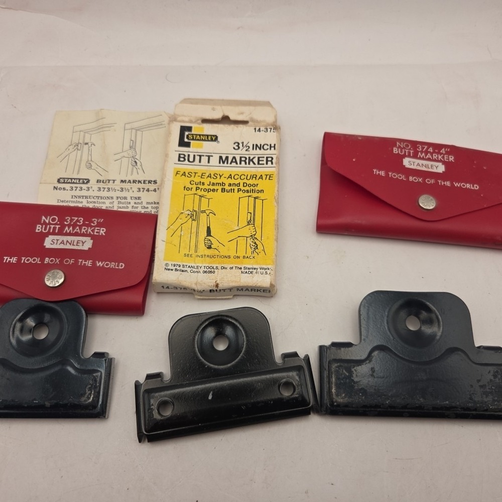 3 VINTAGE STANLEY BUTT MARKERS   NO.373 - NO.373 1/2 -NO.374 With Cases/Box